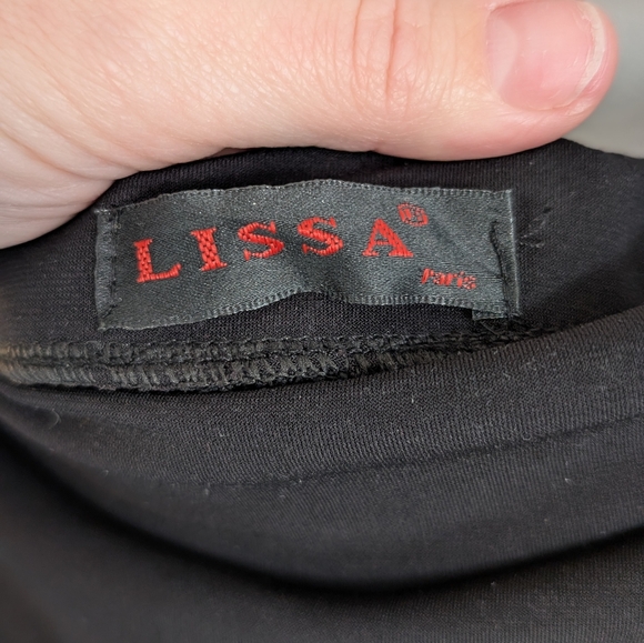 Vintage Y2K Lissa Paris Dress, Black Sleeveless Mini Bodycon w Ruffle Skirt - Picture 7 of 14